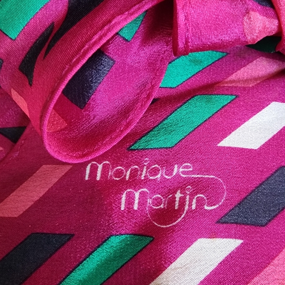 Monique Martin bold pink green silk scarf - Picture 4 of 5